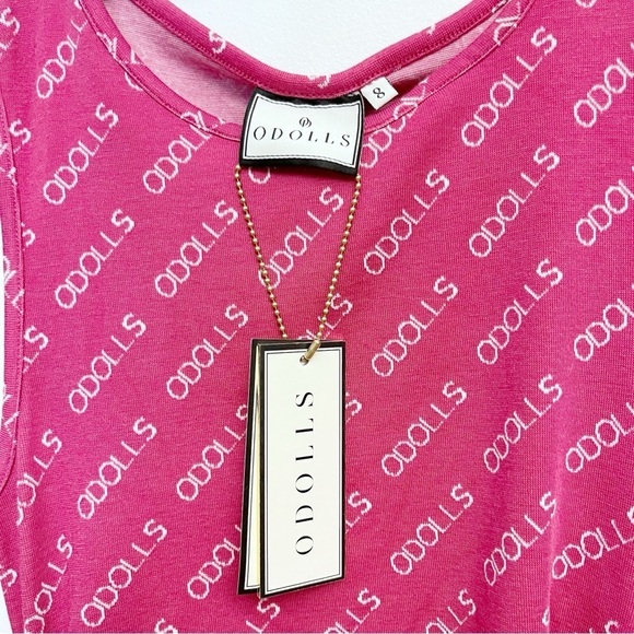 ASOS ODolls Collection Women’s US 8 Pink Motif Detail Ruched Sweater Mini Dress - Picture 4 of 10